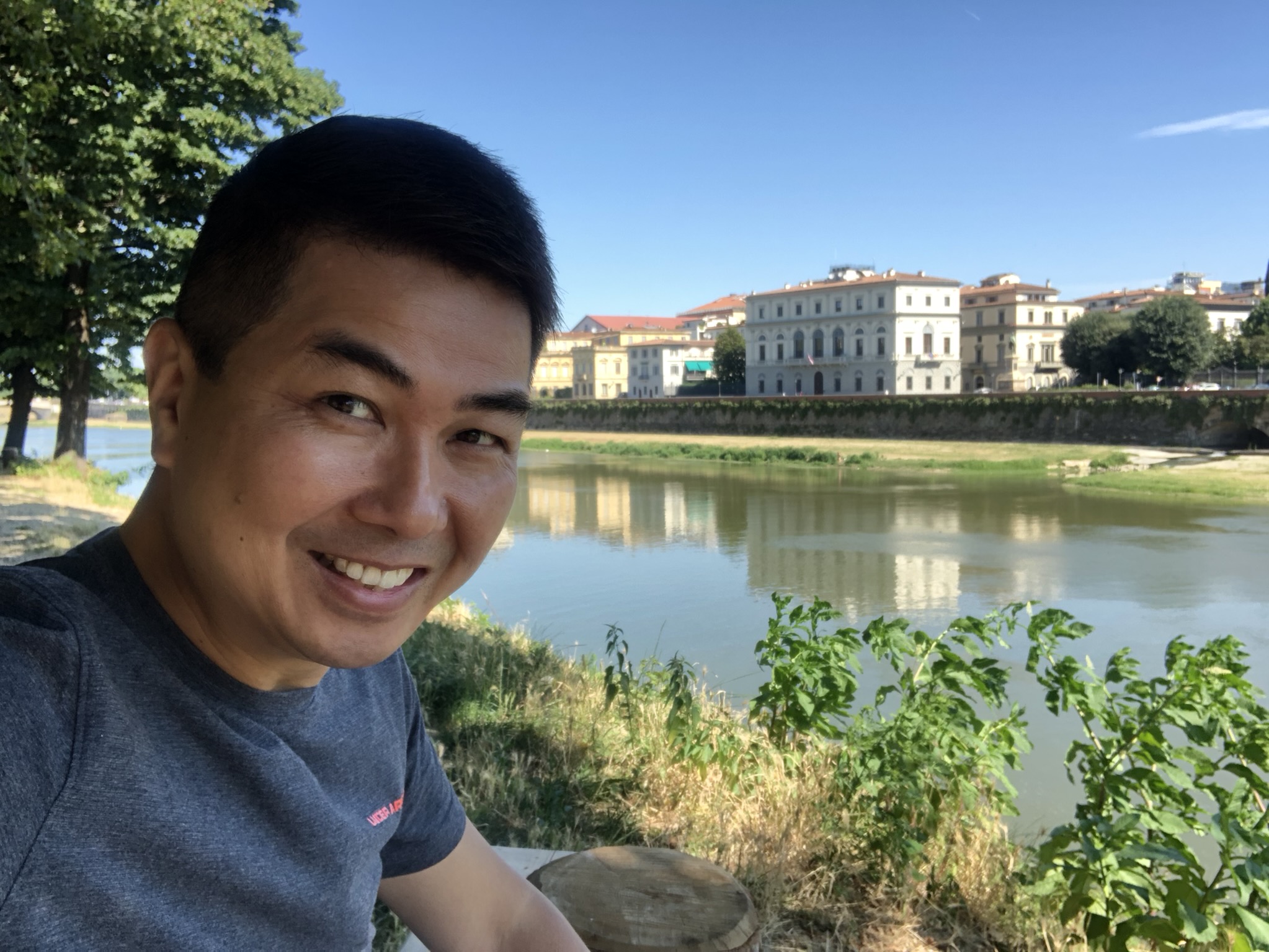 Steven beside the Arno