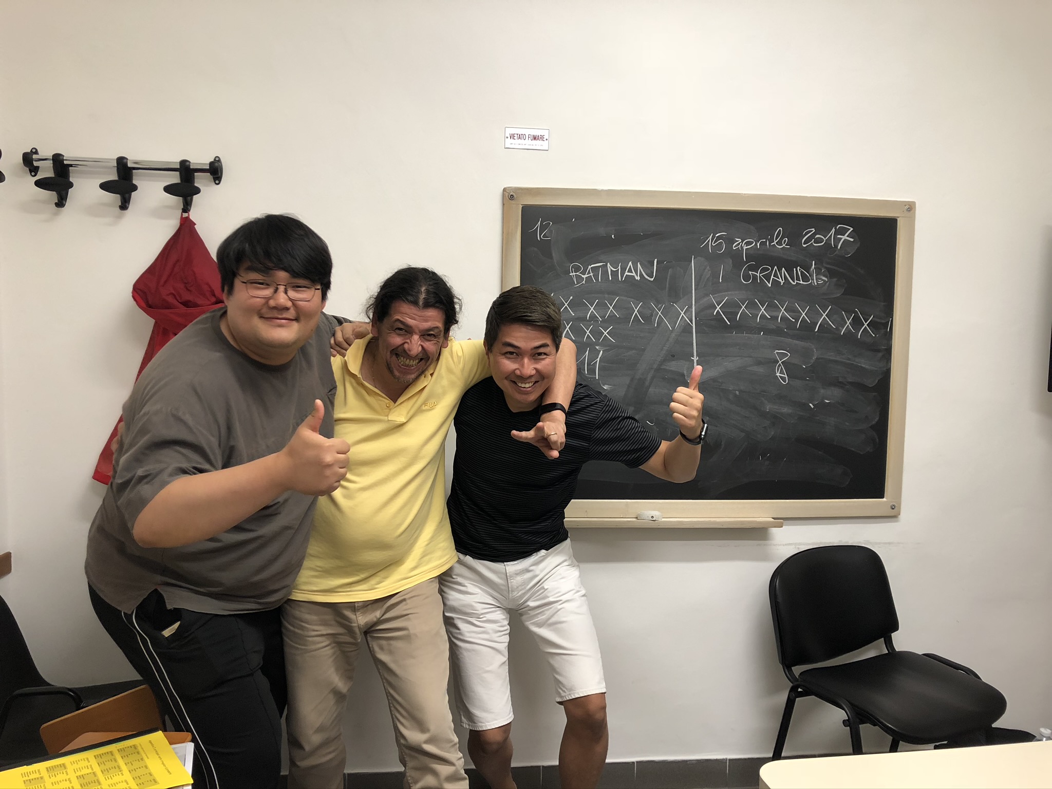 Steven with classmates at the Machiavelli School